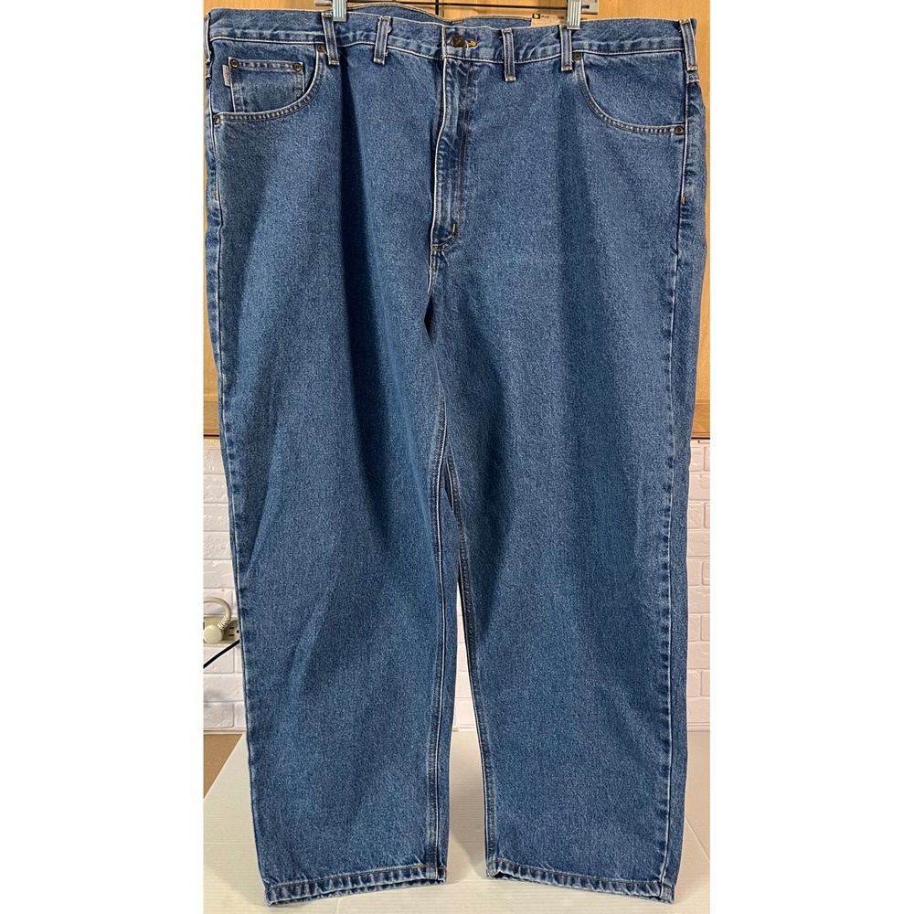 Carhartt Jeans Mens 50x30 Blue Relaxed Fit Tapered Leg B17 STW Stonewash Denim